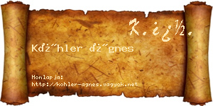 Köhler Ágnes névjegykártya