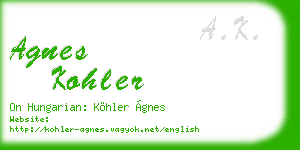 agnes kohler business card